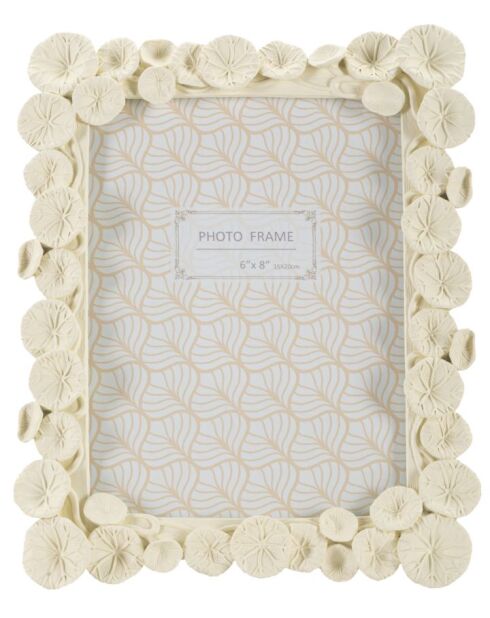 Cadre photo en polyrésine et verre Lotus crème– 20,8x2x25,9 cm (format photo 15x20 cm)