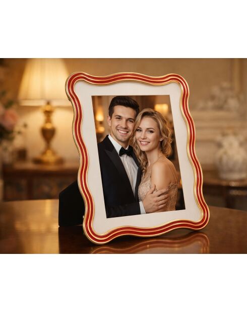 Fotolijst in zink en rood/goud Elizabeth-glas — 22,7x1,3x27,6 cm (fotoformaat 20x25 cm)