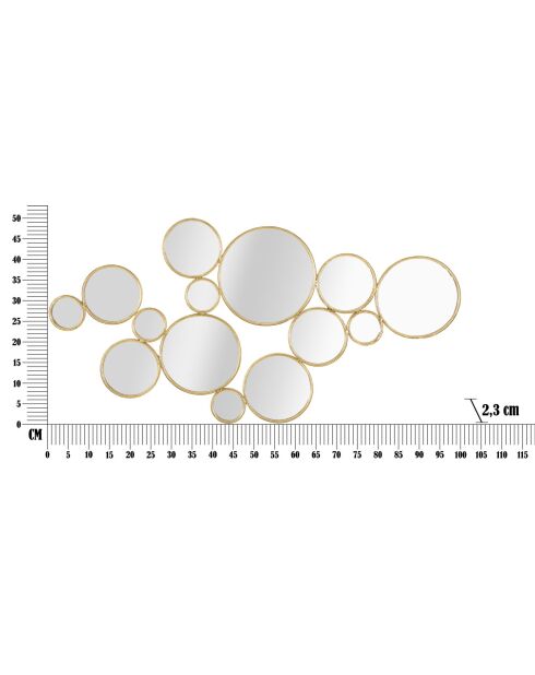 Panneau mural en fer Mirrors doré – 100x2,3x51,5 cm