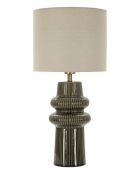 Lampe de table en céramique, fer et tissu Harmony verte – D.30x64,5 cm