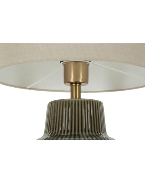 Lampe de table en céramique, fer et tissu Harmony verte – D.30x64,5 cm