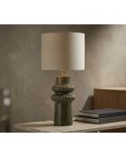 Lampe de table en céramique, fer et tissu Harmony verte – D.30x64,5 cm