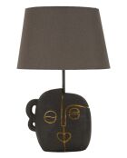 Lampe de table en polyrésine, fer et tissu Tribal (modèle A) brun et or – D.30,5x46 cm