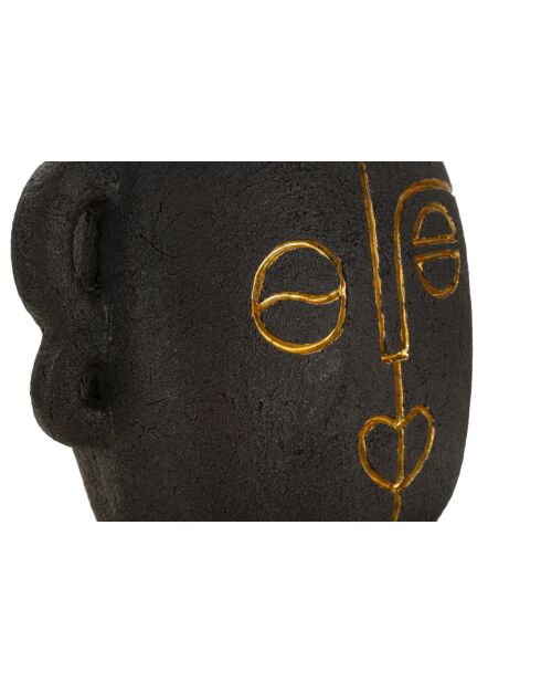 Lampe de table en polyrésine, fer et tissu Tribal (modèle A) brun et or – D.30,5x46 cm
