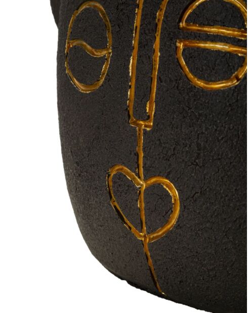 Lampe de table en polyrésine, fer et tissu Tribal (modèle A) brun et or – D.30,5x46 cm