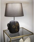 Lampe de table en polyrésine, fer et tissu Tribal (modèle A) brun et or – D.30,5x46 cm