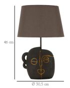 Lampe de table en polyrésine, fer et tissu Tribal (modèle A) brun et or – D.30,5x46 cm