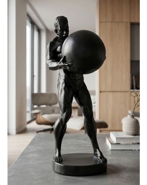 Statuette en polyrésine Atlas noire/or– 18,5x20,5x43,5 cm
