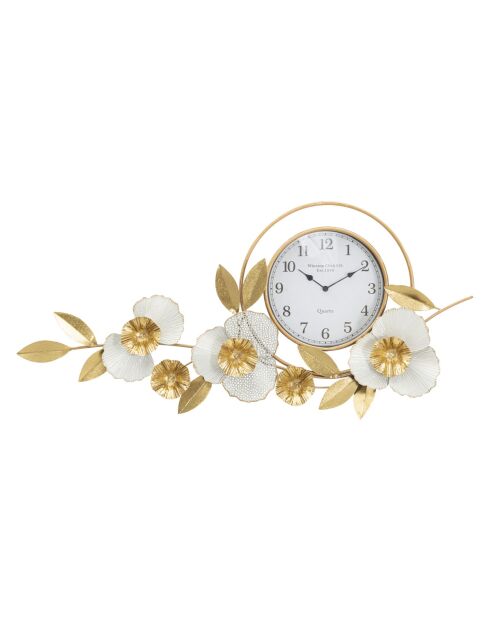 Horloge murale en fer et plastique Flow dorée – 92,5x8x45,5 cm