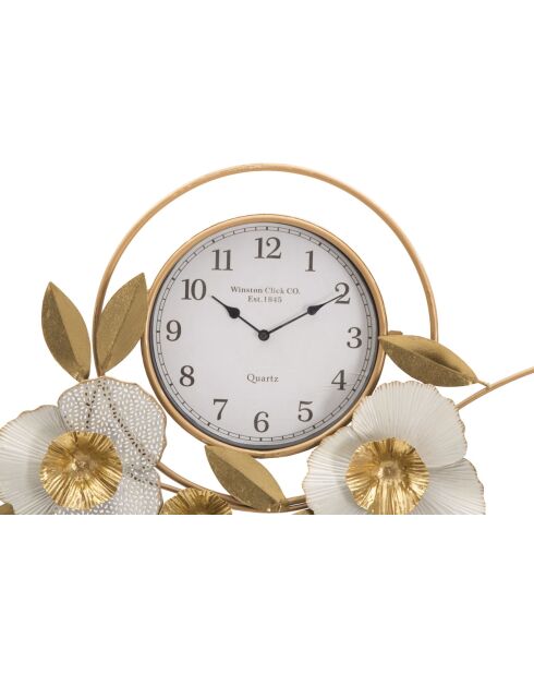 Horloge murale en fer et plastique Flow dorée – 92,5x8x45,5 cm