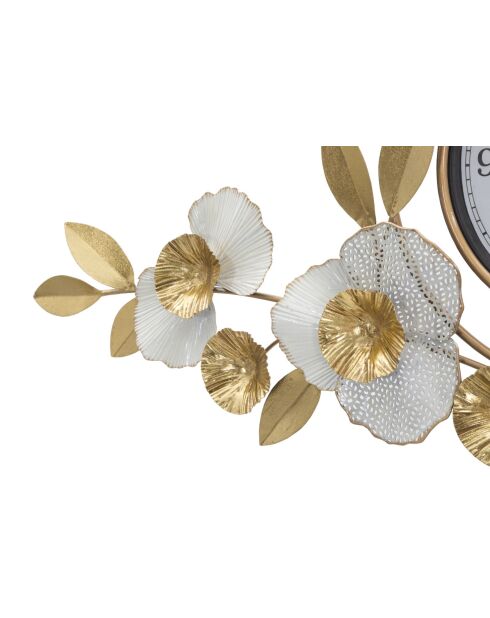 Horloge murale en fer et plastique Flow dorée – 92,5x8x45,5 cm