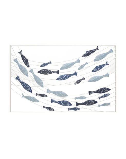 Panneau mural en fer motif poissons multicolore – 96,5x1,5x61 cm