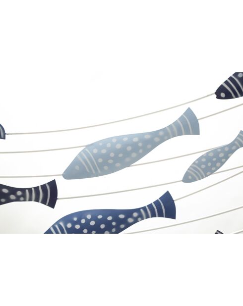 Panneau mural en fer motif poissons multicolore – 96,5x1,5x61 cm