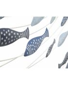 Panneau mural en fer motif poissons multicolore – 96,5x1,5x61 cm