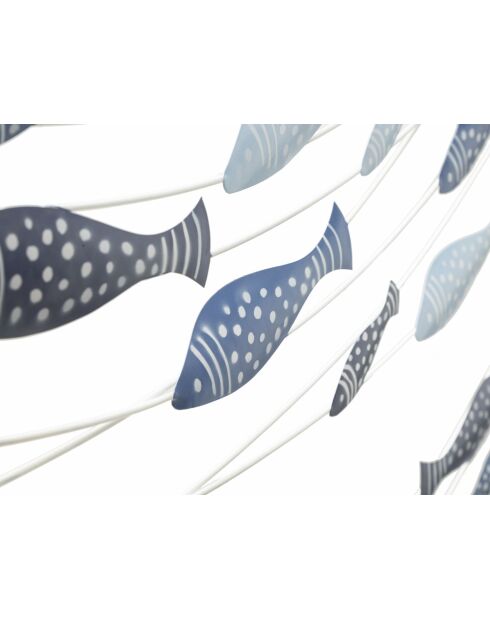 Panneau mural en fer motif poissons multicolore – 96,5x1,5x61 cm