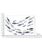 Panneau mural en fer motif poissons multicolore – 96,5x1,5x61 cm