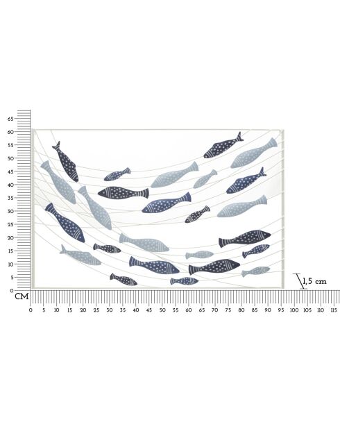 Panneau mural en fer motif poissons multicolore – 96,5x1,5x61 cm