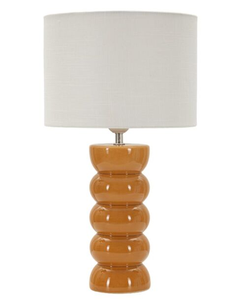 Lampe de table en céramique, fer et tissu Torr moutarde – D.25x46 cm