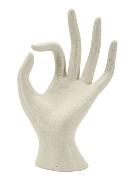 Sculpture OK en pierre crème – 14x10x24 cm