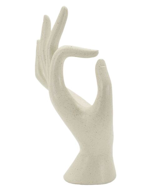 Sculpture OK en pierre crème – 14x10x24 cm