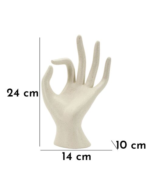 Sculpture OK en pierre crème – 14x10x24 cm