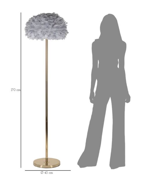 Lampadaire en fer et plastique Feathers Slim gris – D.43x170 cm
