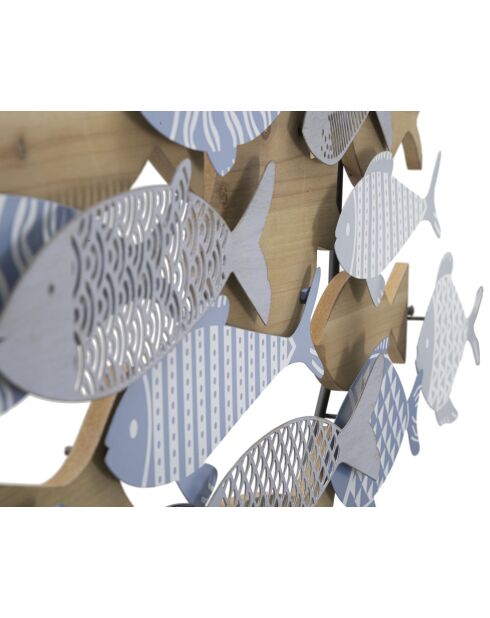 Panel de pared de hierro Fish Sea multicolor — 91x3x33,5 cm