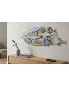 Panel de pared de hierro Fish Sea multicolor — 91x3x33,5 cm