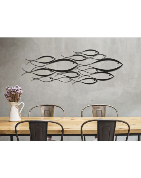 Panneau mural en fer Fishy multicolore – 100x1x35 cm