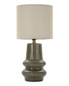 Lampe de table en céramique, fer et tissu Harmony verte – D.20x41,5 cm