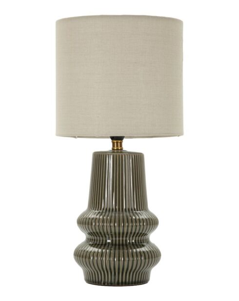 Lampe de table en céramique, fer et tissu Harmony verte – D.20x41,5 cm