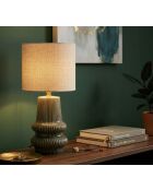 Lampe de table en céramique, fer et tissu Harmony verte – D.20x41,5 cm