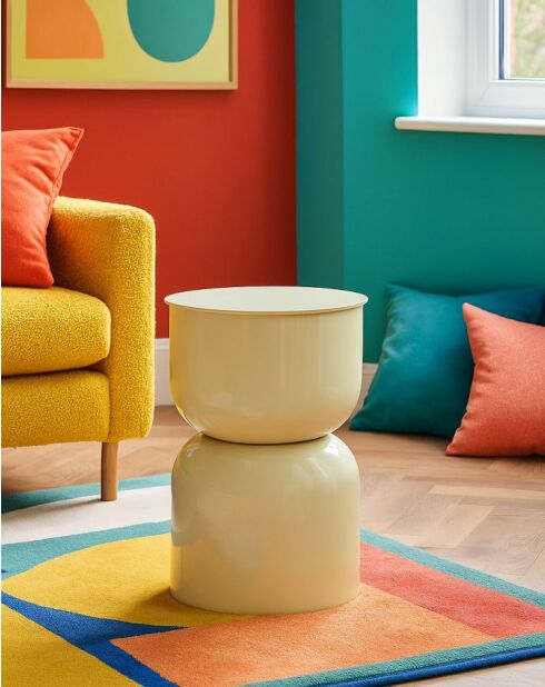Table d’appoint en métal Oyi crème – D.31x46 cm
