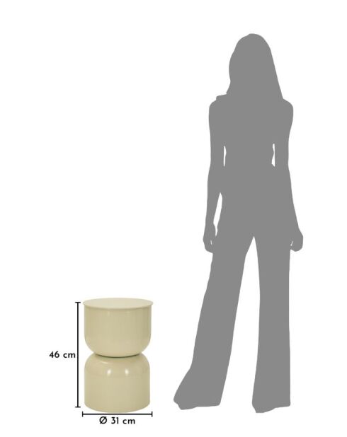 Table d’appoint en métal Oyi crème – D.31x46 cm