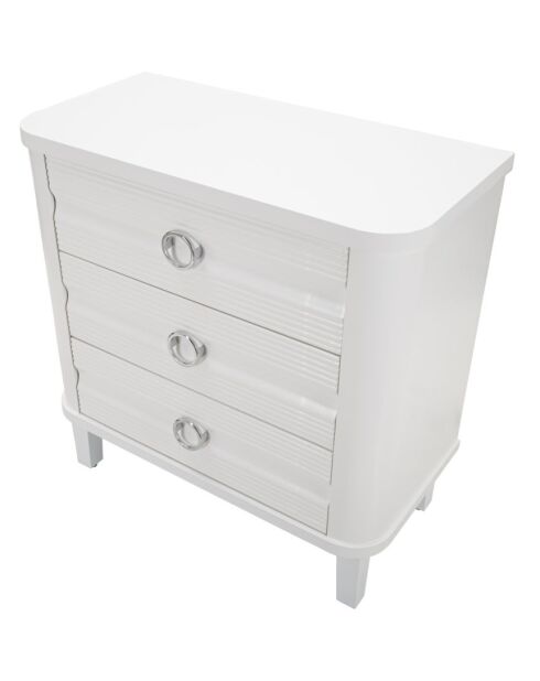Commode en bois de sapin, mdf et métal Shine blanche – 81x40x84 cm