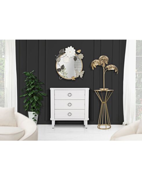 Commode en bois de sapin, mdf et métal Shine blanche – 81x40x84 cm