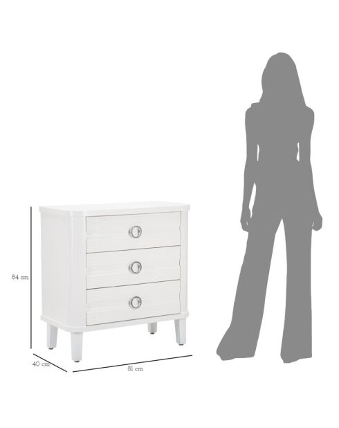 Commode en bois de sapin, mdf et métal Shine blanche – 81x40x84 cm