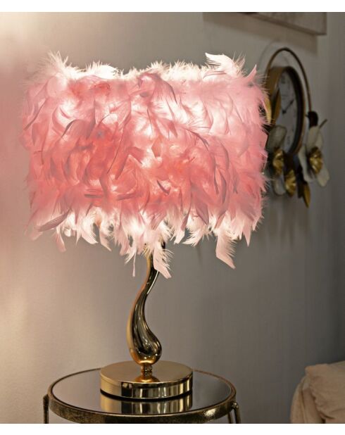Lampe de table en fer et plastique Cart rose – D.25x47 cm