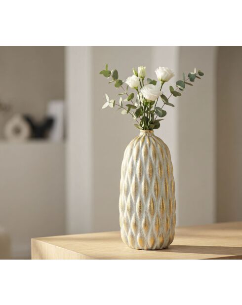 Vase en céramique Pepitas gris/or – D.18,5x37,5 cm