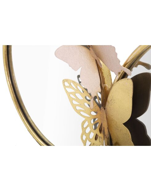 Miroir mural en fer et mdf Double papillons rose multicolore – 81x3x52,5 cm