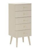 Commode en bois de pin, mdf, fer Shy blanc/or – 37,5x34x89 cm