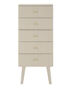 Commode en bois de pin, mdf, fer Shy blanc/or – 37,5x34x89 cm