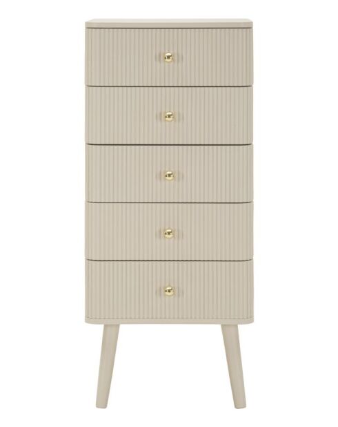 Commode en bois de pin, mdf, fer Shy blanc/or – 37,5x34x89 cm