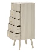 Commode en bois de pin, mdf, fer Shy blanc/or – 37,5x34x89 cm