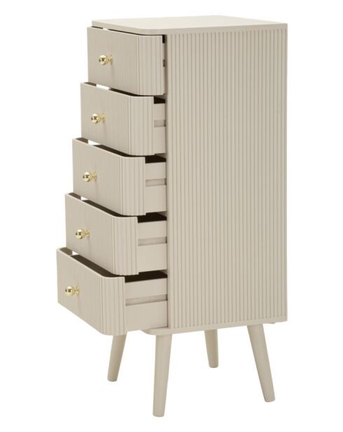 Commode en bois de pin, mdf, fer Shy blanc/or – 37,5x34x89 cm