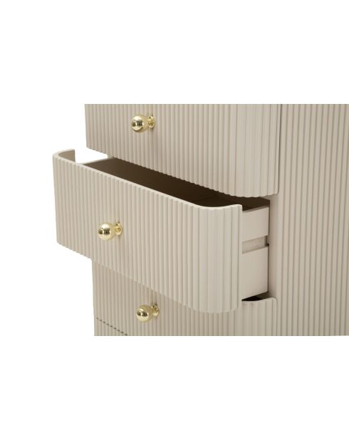Commode en bois de pin, mdf, fer Shy blanc/or – 37,5x34x89 cm