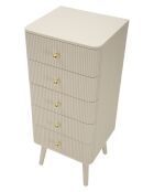 Commode en bois de pin, mdf, fer Shy blanc/or – 37,5x34x89 cm