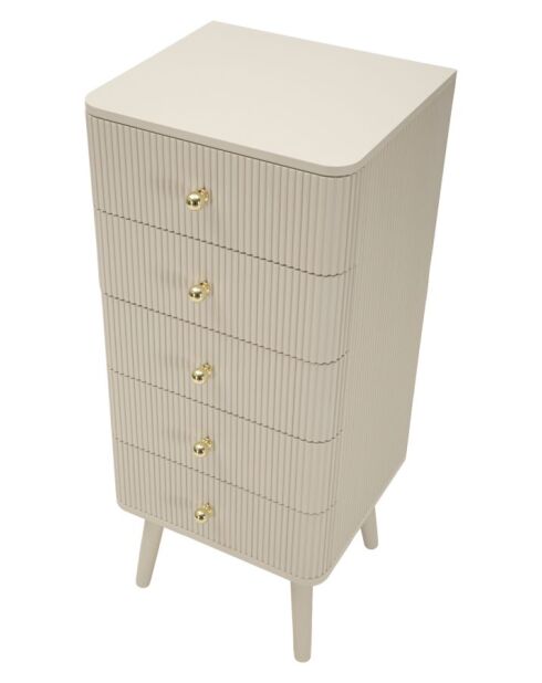 Commode en bois de pin, mdf, fer Shy blanc/or – 37,5x34x89 cm