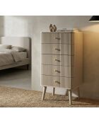 Commode en bois de pin, mdf, fer Shy blanc/or – 37,5x34x89 cm