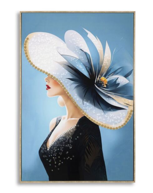 Tableau sur toile laquée en bois de pin, toile et plastique Dori (modèle B) avec cadre multicolore – 62x4x92 cm